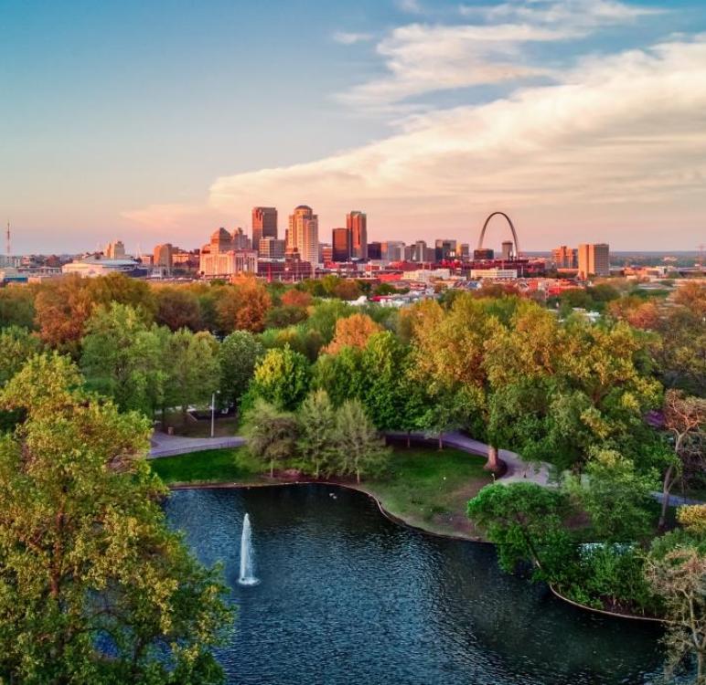 Landscape shot of Downtown St. Louis